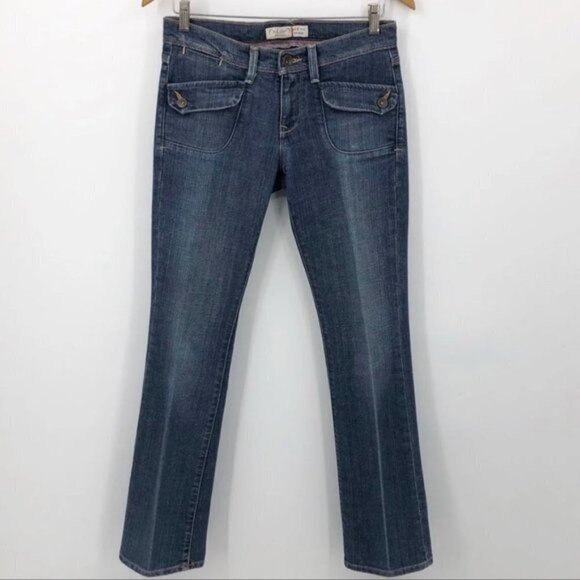 Old Navy Jeans Y2K Mid Rise Bootcut Medium Wash Blue Flap Pockets Women's Size 2 - Picture 2 of 10